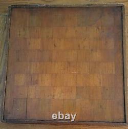 Antique Primitive Checkerboard Wood Inlay Butcher Block Type Construction Worn