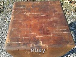 Antique Primitive Small Square Maple Butcher Chopping Block or Table 1900s