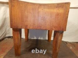 Antique Solid Maple Butcher Block Table dovetailed 30 1/2 x 30 1/2 33 high