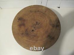 Antique Tuk Away Kitchen Counter Round Wood Butcher Block Cutting Board With Fee