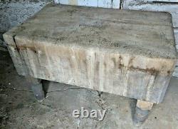 Antique Vintage Huge Butcher Block Table 41x24x13