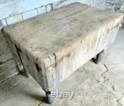 Antique Vintage Huge Butcher Block Table 41x24x13