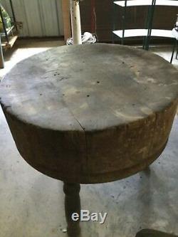 Antique Wooden Butcher Block Table