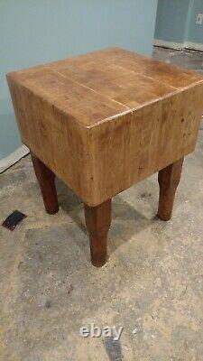 BUTCHER BLOCK TABLE, Antique solid wood. HISTORICAL Restaurant kitchen cutting