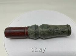 Bill Saunders Double B Butcher Block Rare Green/Red Signed Wood Goose Call
