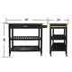 Black Open Shelf Kitchen Cart, Butcher Block Top, Drawer