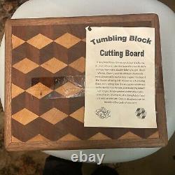 Black Walnut Butcher Block Cutting Board New End Grain 14X12 Tumbling Block