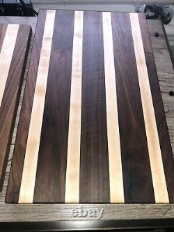 Black Walnut/Hard Maple Hardwood Butcher Block Cutting Board MATCHING SET