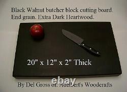 Black Walnut butcher block cutting board. End grain With Rubber Pads USA