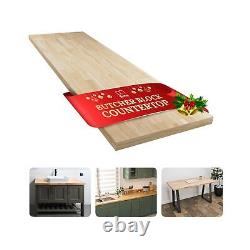 Bme Hevea Solid Wood Butcher Block Countertop, Unfinished Butcher Block Table