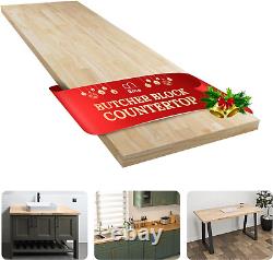 Bme Hevea Solid Wood Butcher Block Countertop, Unfinished Butcher Block Table To