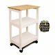Bowery Hill Microwave Utility Butcher Block Kitchen Cart In White