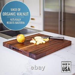 Brazos Home Dark Walnut Wood Cutting Board for Kitchen, Butcher Block, Choppi