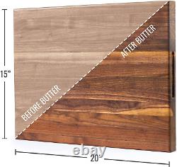 Brazos Home Dark Walnut Wood Cutting Board for Kitchen, Butcher Block, Chopping