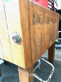Butcher Block Antique Wood 50x35 With 6 legs From Old Chicken Slaughter House