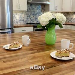 Butcher Block Countertop 4 ft. Antimicrobial Unfinished Walnut Solid Wood Brown