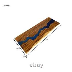 Butcher Block Countertop 4 ft. L x 30 in. D x 1.5 in. T with Blue Epoxy River Run