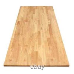 Butcher Block Countertop 50 In. Kitchen Island Table Unfinished Hevea Solid Wood