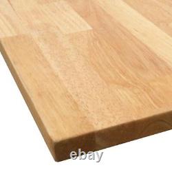 Butcher Block Countertop 50 In. Kitchen Island Table Unfinished Hevea Solid Wood