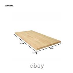 Butcher Block Countertop 6' L x 25 D Unfinished Alder Solid Wood with Eased Edge