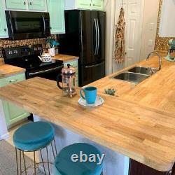 Butcher Block Countertop Antimicrobial Eased Edge Solid Wood Unfinished Hevea