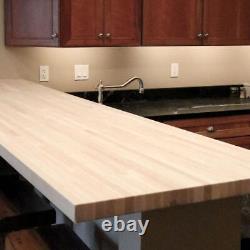 Butcher Block Countertop Antimicrobial Impact Resistant Solid Wood Maple Brown