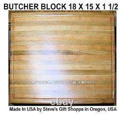 Butcher Block Cutting Board Edge Grain Size18 x 15 x 1.5 Inches Hickory/Cherry