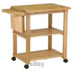Butcher Block Island Cart Table Kitchen Rack Board Shelf Rolling Stand Utility