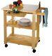 Butcher Block Island Cart Table Kitchen Rack Cutting Board Shelf Rolling Stand A