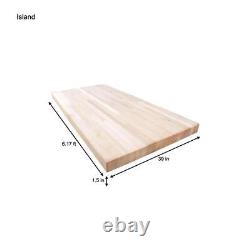 Butcher Block Island Countertop 6 ft. Eased Edge Solid Wood in Unfinished Maple