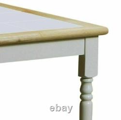 Butcher Block Kitchen Dining Table Square Solid Wood Traditional Farmhouse White