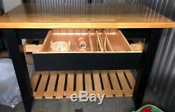 Butcher Block Kitchen Island Cart with Wine rack and Extras