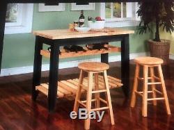 Butcher Block Kitchen Island Cart with Wine rack and Extras