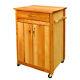 Butcher Block Top Cart With Flat Doors Drawer And Cabinet Storage