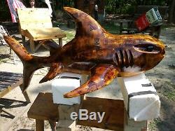 Butcher block shark made from 1946 pieces of wood