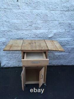 Butcher block table Island With Drop Leafs One Drawer Cabinet