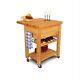 Catskill Baby Grand Butcher Block Workcenter With Wine Rack In Natural