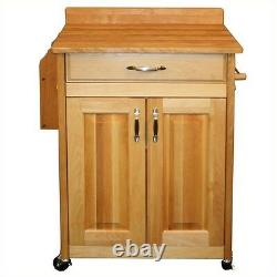 Catskill Craftsmen Deluxe Butcher Block Kitchen Cart Cabinets Casters Drawers