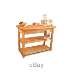 Catskill French Country Butcher Block Harvest Work Table in Natural