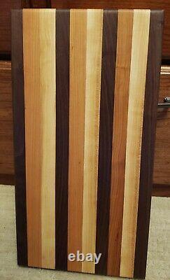 Chef's Large Cherry Walnut Maple Wood Cutting or Charcuterie Board Butcher Block