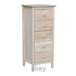 Chest 5-Drawer 40 in. H x 17 in. W Unfinished Solid Wood with Butcher Block Top