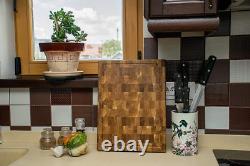 Classic Wooden Oak Checkerboard Grooved Butcher Block Chopping Board 16X12in