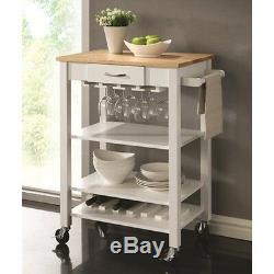 Coaster 910025 Kitchen Cart with Butcher Block Top