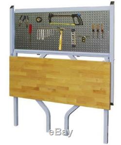 Collapsible Wall Mount Work Bench Fold Down Pegboard Butcher Block Workstation
