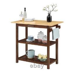 Convenience Concepts Kitchen Prep Island with Drawer Wood Butcher Block+Mahogany