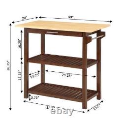 Convenience Concepts Kitchen Prep Island with Drawer Wood Butcher Block+Mahogany