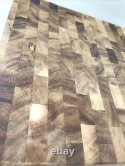 Crate & Barrel Thick End Grain Acacia Wood Cutting Board Large 14 x 14 Prep