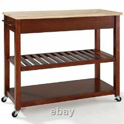 Crosley 2 Drawer Natural Wood Top Kitchen Cart in Cherry
