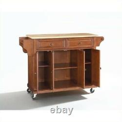 Crosley Natural Wood Top Kitchen Cart in Cherry
