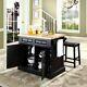 Crosley Oxford Butcher Block Top Kitchen Island With Stools In Black